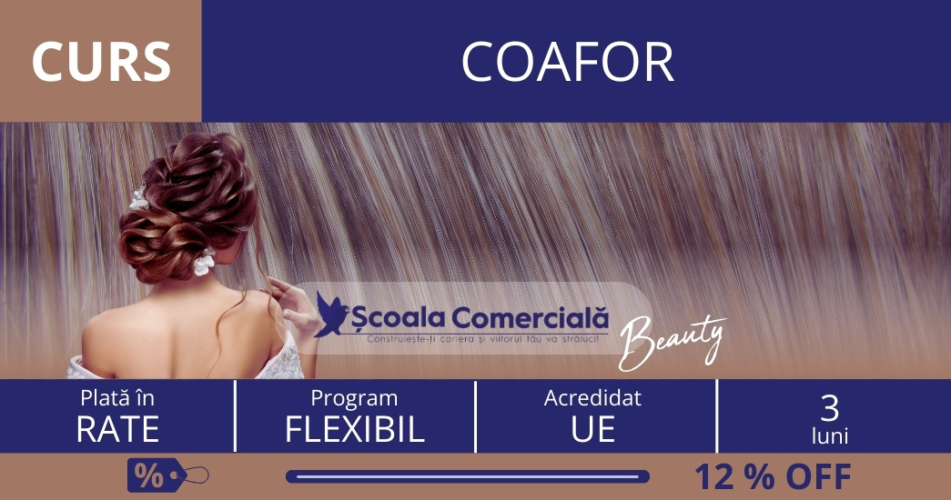 Curs Coafor. 3 rate lunare egale de 685 lei fiecare.