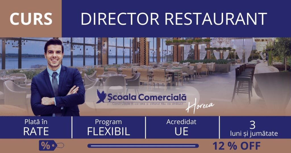 Curs Director Restaurant. 3  rate lunare egale de 666  lei fiecare.