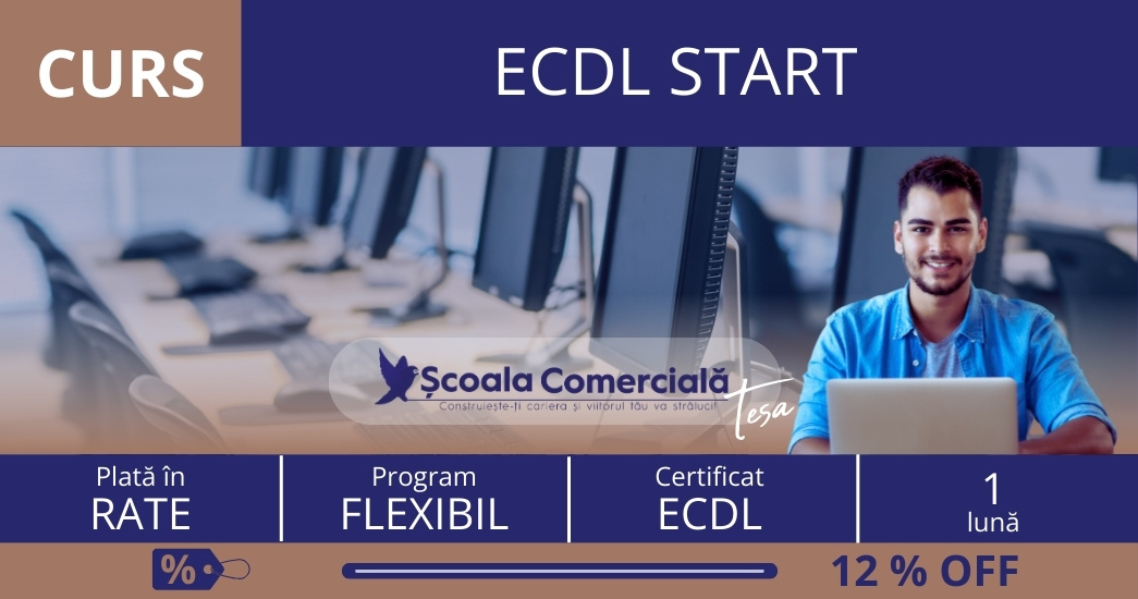Curs ECDL START. 1 rate lunare egale de 1200 lei fiecare.