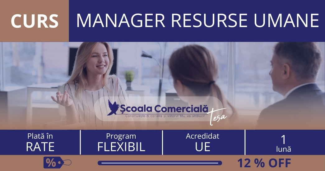 Curs Manager Resurse Umane. 2 rate lunare egale de 445 lei fiecare.